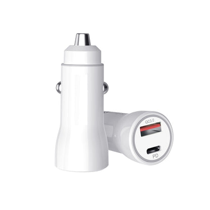 P21 PD 20W USB-C / Type-C + QC3.0 18W USB Fast Car Charger with USB-C / Type-C to USB-C / Type-C Data Cable Set(White) - Car Charger by PMC Jewellery | Online Shopping South Africa | PMC Jewellery