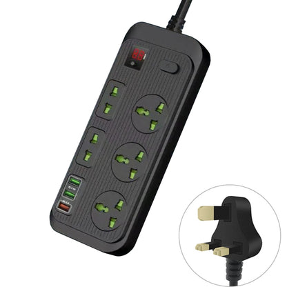 T17 3000W High-power 24-hour Smart Timing Socket QC3.0 USB Fast Charging Power Strip Socket , Cable Length: 2m, UK Plug(Black) - USB Receptacles by PMC Jewellery | Online Shopping South Africa | PMC Jewellery