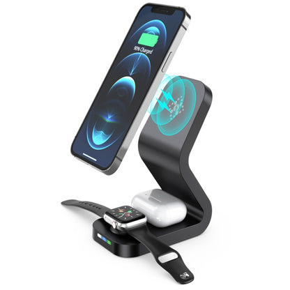 B-13 15W Max 3 in 1 Magnetic Wireless Charger for Mobile Phones & Apple Watchs & AirPods(Black) - Wireless Charger by PMC Jewellery | Online Shopping South Africa | PMC Jewellery