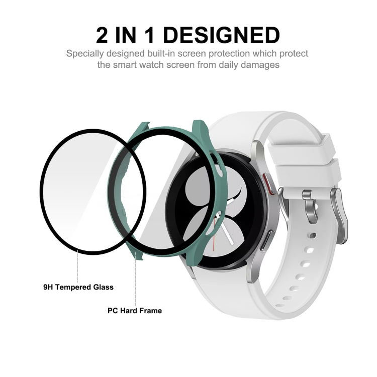 ENKAY Hat-Prince Full Coverage PC Frame + Tempered Glass Protector Composite Case for Samsung Galaxy Watch4 44mm(Transparent) - Watch Cases by ENKAY | Online Shopping South Africa | PMC TechLife | Buy Now Pay Later Mobicred