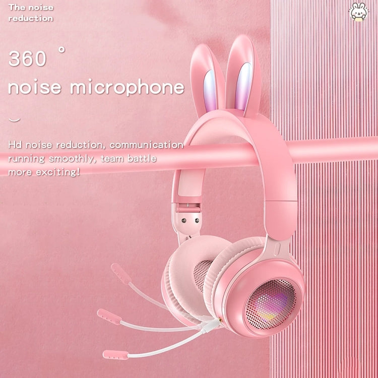 KE-01 Rabbit Ear Wireless Bluetooth 5.0 Stereo Music Foldable Headset with Mic For PC(White Pink) - Headset & Headphone by PMC TechLife | Online Shopping South Africa | PMC TechLife