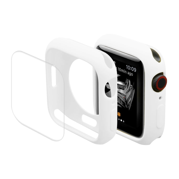 ENKAY Hat-Prince Protective TPU Watch Case + Full Coverage PET Screen Protector Film For Apple Watch Series 8 / 7 41mm(White) - Watch Cases by ENKAY | Online Shopping South Africa | PMC Jewellery | Buy Now Pay Later Mobicred