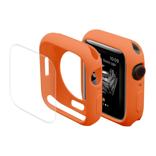 ENKAY Hat-Prince Protective TPU Watch Case + Full Coverage PET Screen Protector Film For Apple Watch Series 8 / 7 41mm(Orange) - Watch Cases by ENKAY | Online Shopping South Africa | PMC Jewellery | Buy Now Pay Later Mobicred