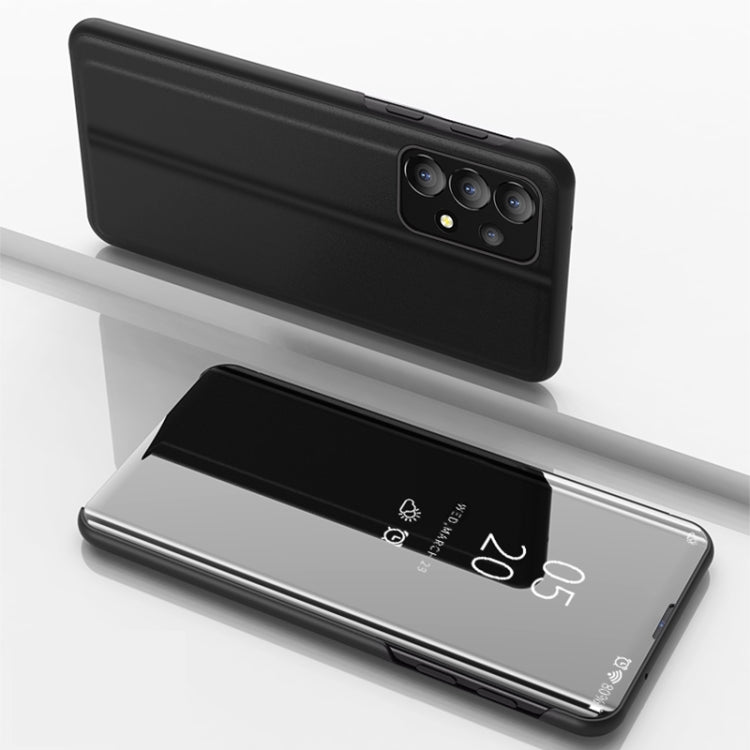 For Samsung Galaxy A53 5G Plated Mirror Flip Leather Case with Holder(Black) - Galaxy Phone Cases by PMC TechLife | Online Shopping South Africa | PMC TechLife
