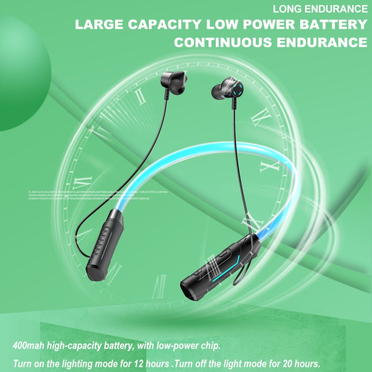 JG4 Flashing LED Neck-mounted Stereo Bluetooth Wireless Earphone(Black) - Neck-mounted Earphone by PMC TechLife | Online Shopping South Africa | PMC TechLife