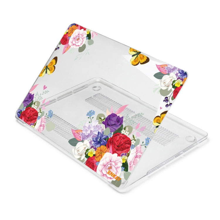 ENKAY Flower Series Pattern Laotop Protective Crystal Case For MacBook Pro 13.3 inch A2251 / A2289 / A2338 2020(Rose) - MacBook Pro Cases by ENKAY | Online Shopping South Africa | PMC Jewellery