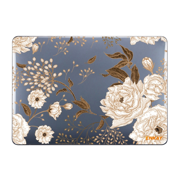 ENKAY Vintage Pattern Series Laotop Protective Crystal Case For MacBook Pro 15.4 inch A1707 / A1990(Golden Peony) - MacBook Pro Cases by ENKAY | Online Shopping South Africa | PMC Jewellery