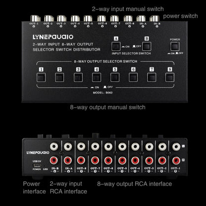 2 In 8 Out RCA Audio Frequency Signal Select Switch Distributor -  by PMC Jewellery | Online Shopping South Africa | PMC Jewellery