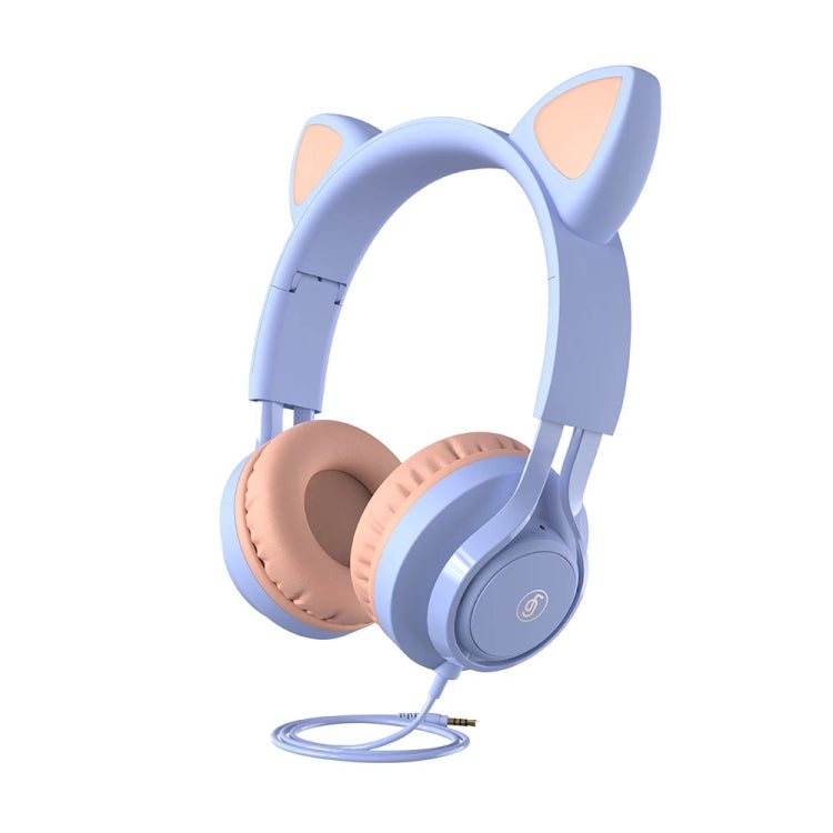 EP08 Cute Cat Ear Child Music Stereo Wired Headset with Mic(Purple) - Headset & Headphone by PMC Jewellery | Online Shopping South Africa | PMC Jewellery