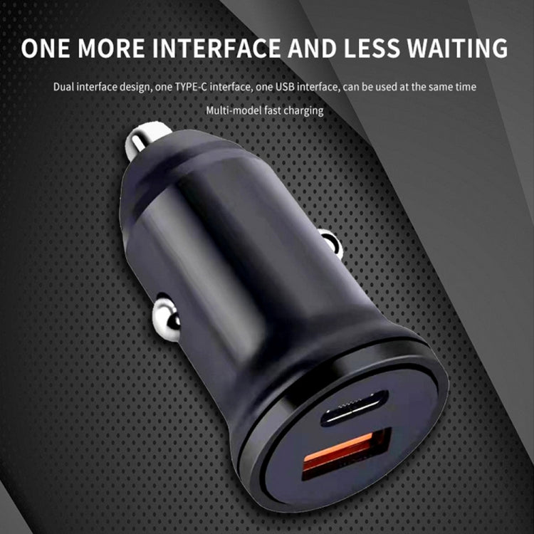 WKN-707 PD 20W USB-C / Type-C + QC 3.0 25W USB Mini Car Charger with USB-C / Type-C to 8 Pin Data Cable, Cable Length: 1m(White) - Car Charger by PMC Jewellery | Online Shopping South Africa | PMC Jewellery