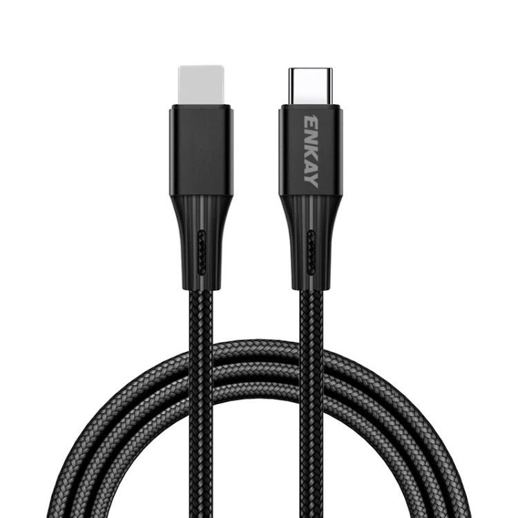 ENKAY PD 20W 3A USB-C / Type-C to 8 Pin Fast Charging Nylon Braided Data Cable, Length:1m(Black) - free shipping - PMC TechLife - Order now!