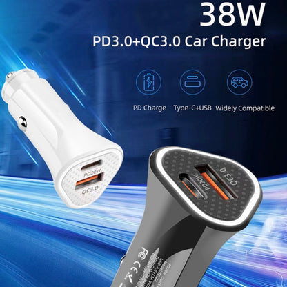 TE-P23 38W PD 20W USB-C / Type-C + QC3. 0 USB Triangle Car Charger + USB to USB-C / Type-C Data Cable, Length: 1m(Black) - Car Charger by PMC Jewellery | Online Shopping South Africa | PMC Jewellery