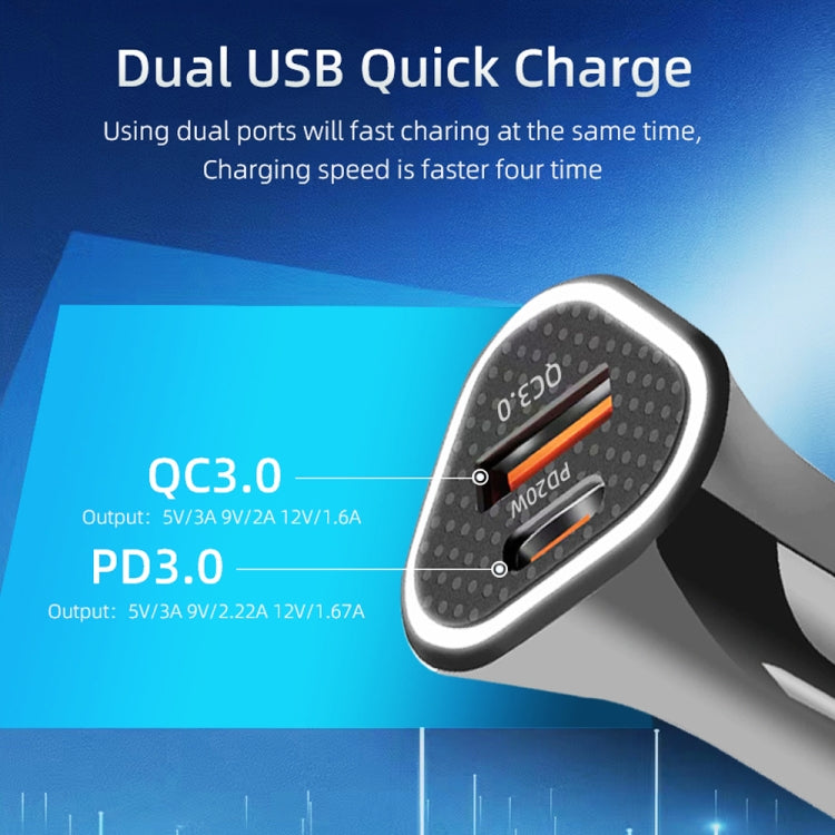 TE-P23 38W PD USB-C / Type-C + QC3. 0 USB Triangle Car Charger + USB-C / Type-C to USB-C / Type-C Data Cable, Length: 1m(Black) - Car Charger by PMC Jewellery | Online Shopping South Africa | PMC Jewellery