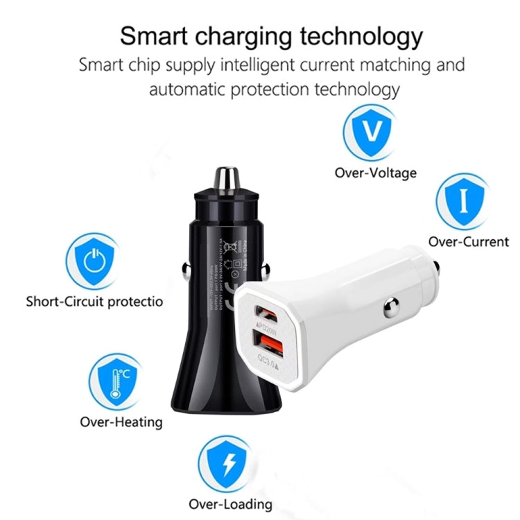 TE-P22 38W PD USB-C / Type-C + QC3. 0 USB Car Charger with 1m USB-C / Type-C to USB-C / Type-C Data Cable(Black) - Car Charger by PMC Jewellery | Online Shopping South Africa | PMC Jewellery