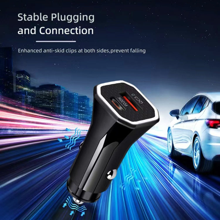 TE-P22 38W PD USB-C / Type-C + QC3. 0 USB Car Charger with 1m USB-C / Type-C to USB-C / Type-C Data Cable(White) - Car Charger by PMC Jewellery | Online Shopping South Africa | PMC Jewellery