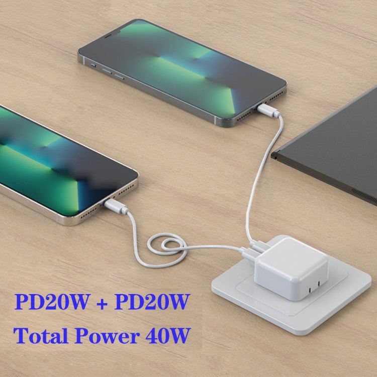 SDC-40W Dual PD USB-C / Type-C Ports Charger with 1m Type-C to 8 Pin Data Cable, UK Plug - USB Charger by PMC Jewellery | Online Shopping South Africa | PMC Jewellery