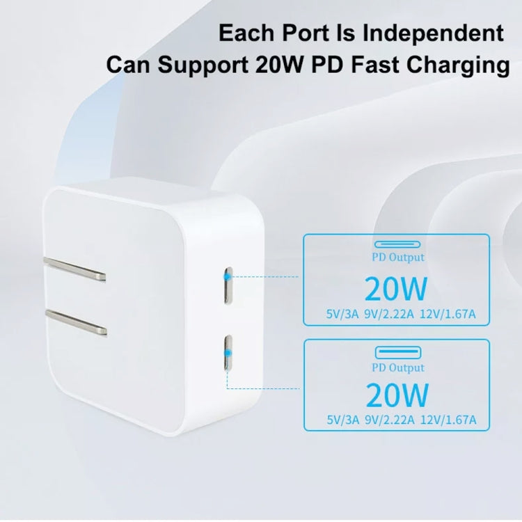 SDC-40W Dual PD USB-C / Type-C Ports Charger with 1.5m Type-C to 8 Pin Data Cable, UK Plug - USB Charger by PMC Jewellery | Online Shopping South Africa | PMC Jewellery