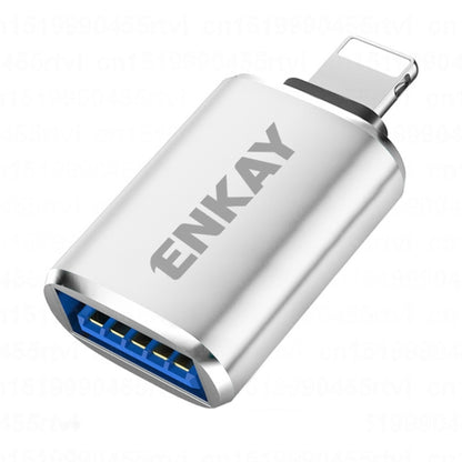 ENKAY ENK-AT110 8 Pin Male to USB 3.0 Female Aluminium Alloy OTG Adapter(Silver) - Converter & Adapter by ENKAY | Online Shopping South Africa | PMC Jewellery