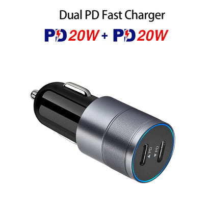 Dual PD 3.0 40W Type-C Car charger with 1m Type-C to Type-C Data Cable(Black) - Car Charger by PMC Jewellery | Online Shopping South Africa | PMC Jewellery