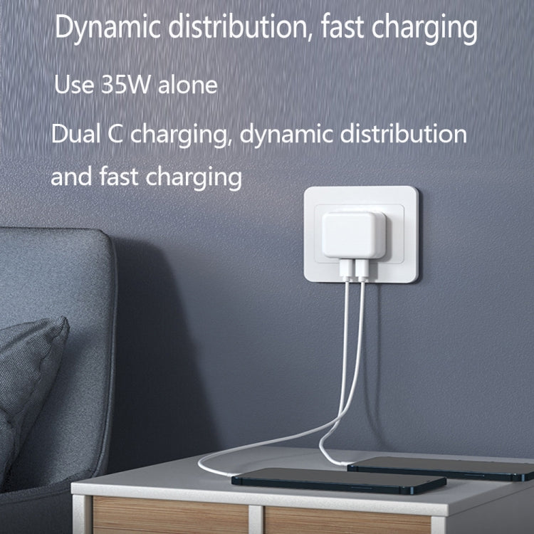 PD 35W Dual USB-C / Type-C Ports Charger with 1m Type-C to 8 Pin Data Cable, UK Plug - USB Charger by PMC TechLife | Online Shopping South Africa | PMC TechLife | Buy Now Pay Later Mobicred