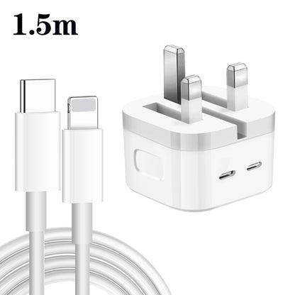 PD 35W Dual USB-C / Type-C Ports Charger with 1.5m Type-C to 8 Pin Data Cable, UK Plug - USB Charger by PMC Jewellery | Online Shopping South Africa | PMC Jewellery