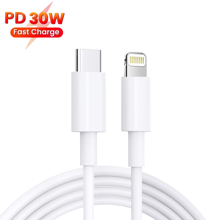 PD 35W Dual USB-C / Type-C Ports Charger with 2m Type-C to 8 Pin Data Cable, UK Plug - USB Charger by PMC Jewellery | Online Shopping South Africa | PMC Jewellery