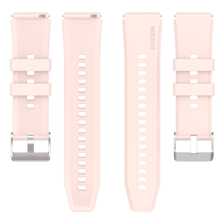 For Huawei Watch GT 42mm/46mm / GT2 46mm 22mm Protruding Head Silicone Strap Silver Buckle(Pink) - Watch Bands by PMC Jewellery | Online Shopping South Africa | PMC Jewellery | Buy Now Pay Later Mobicred