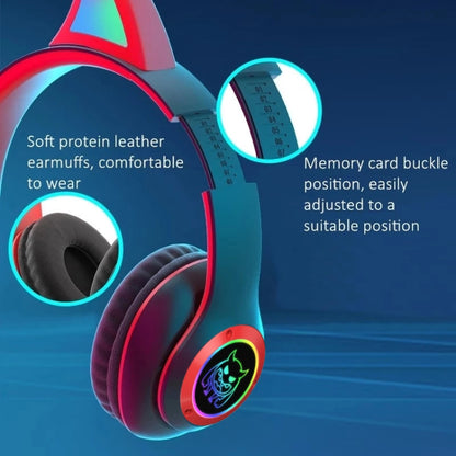 STN25 Devil Ear RGB Light Wireless Music Headset For Children with Mic(Black+Red) - Headset & Headphone by PMC Jewellery | Online Shopping South Africa | PMC Jewellery