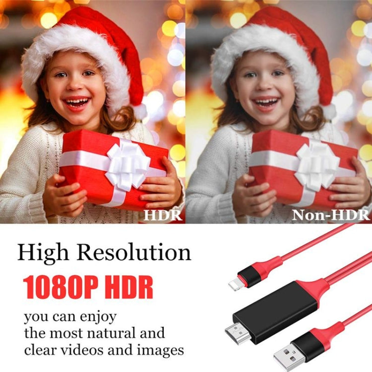 2m 1080P 8 Pin to HDMI Adapter Cable, Compatible with iPhone to HDMI Adapter(Red) - Video & Audio Cable by PMC Jewellery | Online Shopping South Africa | PMC Jewellery