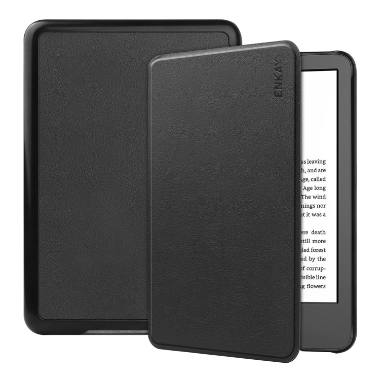 For Amazon Kindle 2022 Gen11 ENKAY Custer Texture Leather Smart Case(Black) - Amazon by ENKAY | Online Shopping South Africa | PMC TechLife | Buy Now Pay Later Mobicred