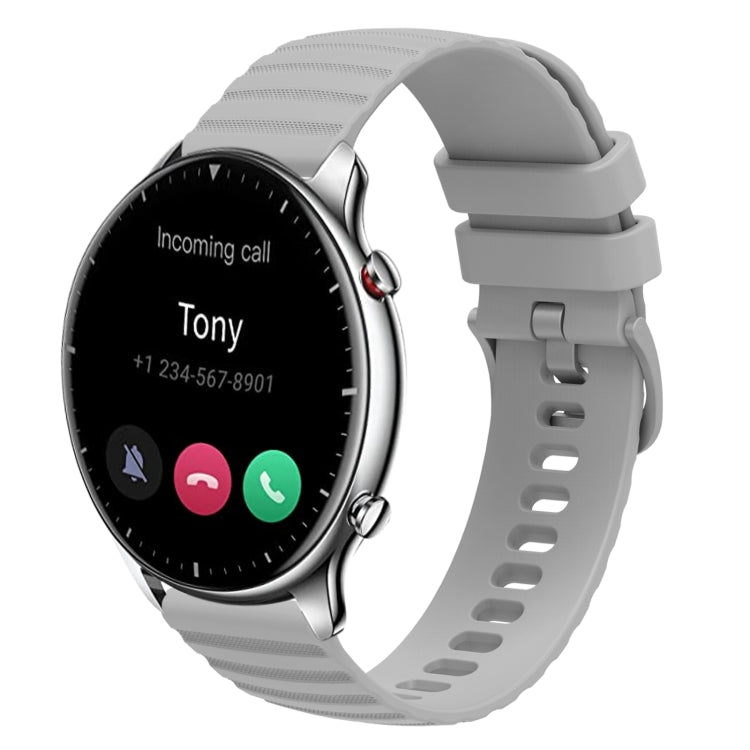 For Amazfit GTR 2 22mm Wavy Dotted Solid-Color Silicone Watch Band(Gray) - Watch Bands by PMC TechLife | Online Shopping South Africa | PMC TechLife | Buy Now Pay Later Mobicred