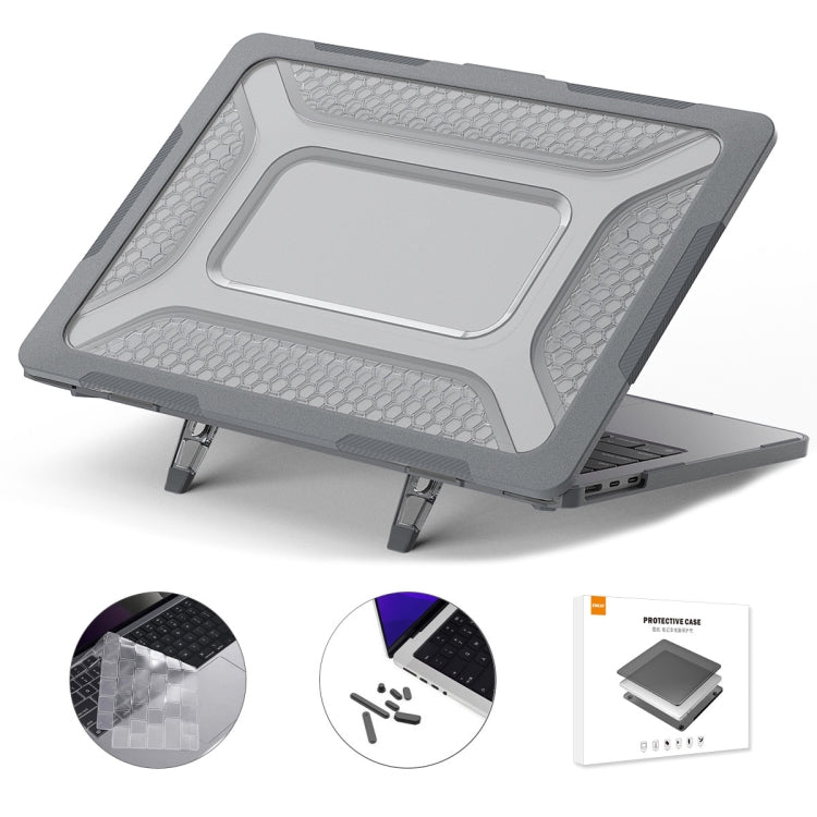 For MacBook Air 13.6 2022/2024  A2681 (M2) / A3113  (M3) ENKAY Hat-Prince 3 in 1 Protective Bracket  Case Cover Hard Shell with TPU Keyboard Film / Anti-dust Plugs, Version:EU(Grey) - MacBook Air Cases by ENKAY | Online Shopping South Africa | PMC TechLife | Buy Now Pay Later Mobicred