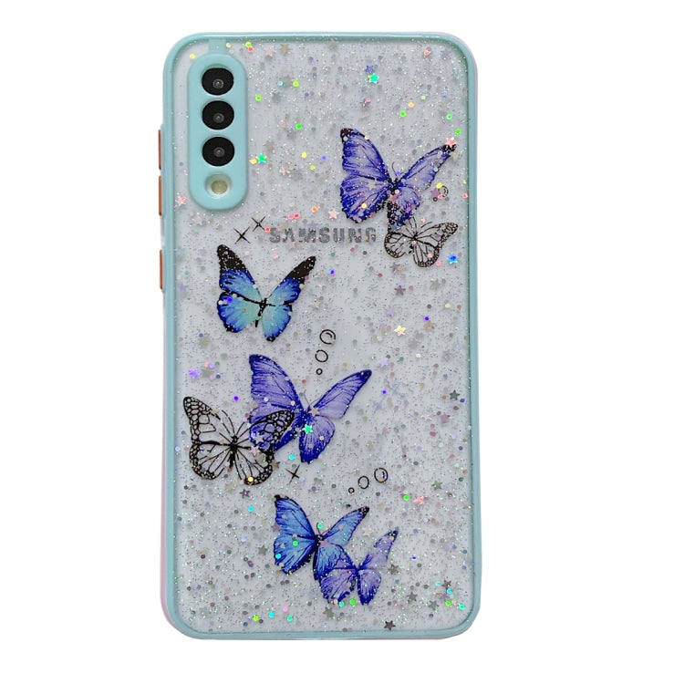 For Samsung Galaxy S22 5G Color Butterfly Glitter Epoxy TPU Phone Case(Green) - Galaxy S22 5G Cases by PMC Jewellery | Online Shopping South Africa | PMC Jewellery