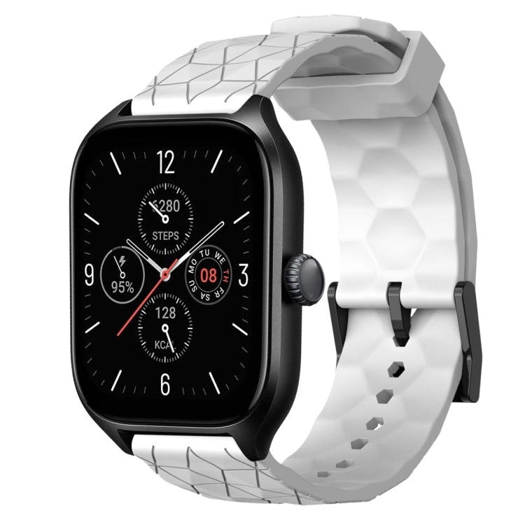 For Amazfit GTS 4 20mm Football Pattern Solid Color Silicone Watch Band(White) - free shipping - PMC TechLife - Order now!