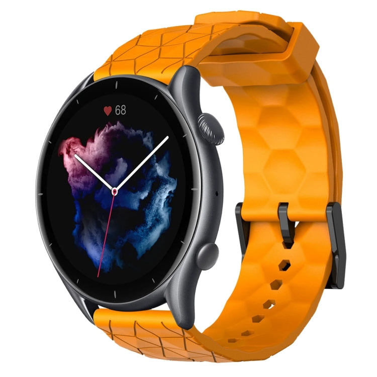 For Amazfit GTR 3 Pro 22mm Football Pattern Solid Color Silicone Watch Band(Yellow) - free shipping - PMC TechLife - Order now!
