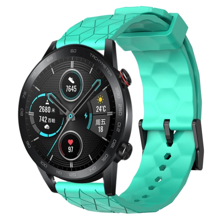 For Honor Magic Watch 2 46mm 22mm Football Pattern Solid Color Silicone Watch Band(Teal) - free shipping - PMC TechLife - Order now!