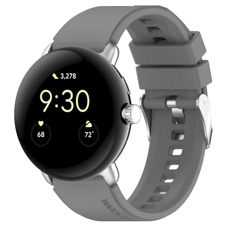 For Google Pixel Watch Metal Connector + Solid Color Silicone Watch Band(Grey) - free shipping - PMC TechLife - Order now!