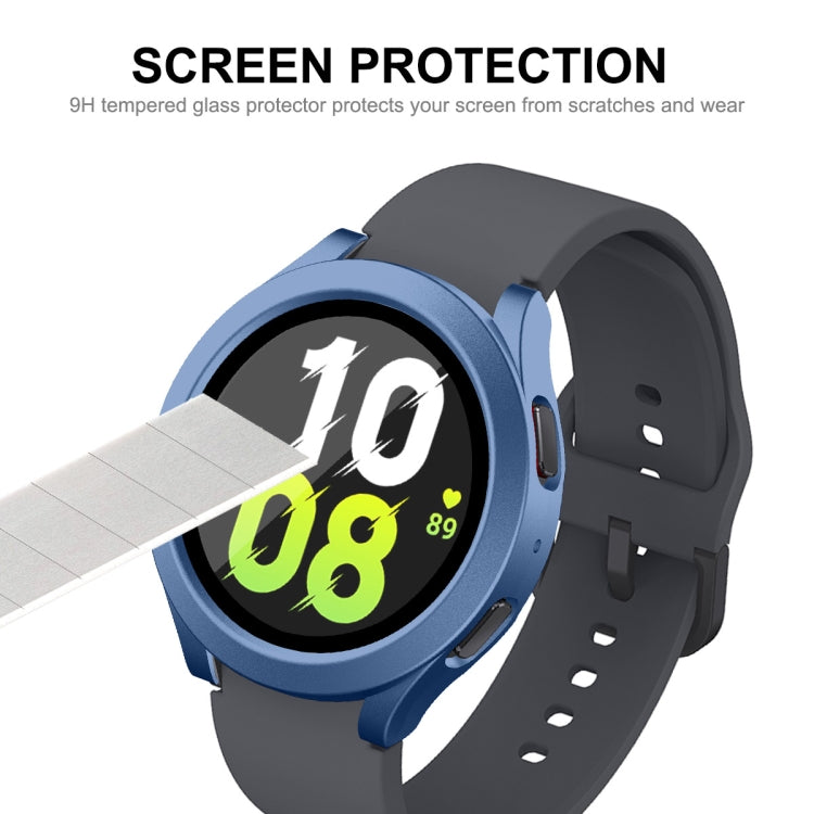 For Samsung Galaxy Watch4/5 40mm ENKAY Hat-Prince Waterproof Full Coverage PC Frame + 9H Tempered Glass Case(Dark Blue) - Watch Cases by ENKAY | Online Shopping South Africa | PMC Jewellery | Buy Now Pay Later Mobicred