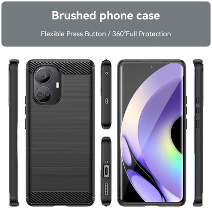 For Realme 10 Pro+ Brushed Texture Carbon Fiber TPU Phone Case(Black) - Realme 10 Pro+ Cases by PMC Jewellery | Online Shopping South Africa | PMC Jewellery