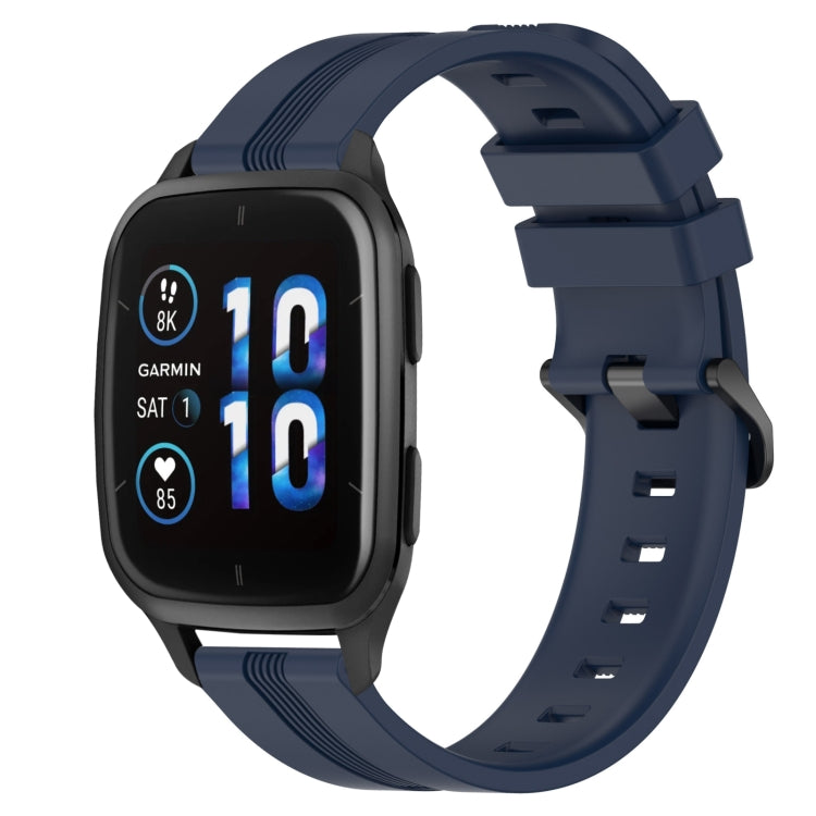Compatible with Garmin Compatible witherunner Sq2 20mm Concave Striped Slicone Watch Band(Navy Blue) - free shipping - PMC TechLife - Order now!