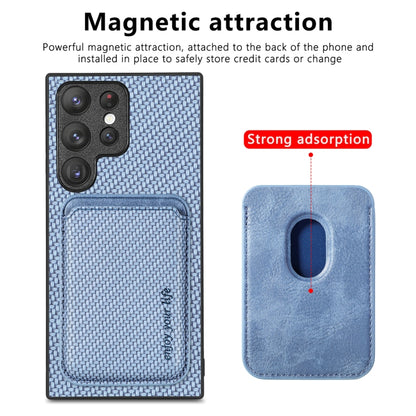 For Samsung Galaxy S22 5G Carbon Fiber Leather Card Magsafe Magnetic Phone Case(Blue) - Galaxy S22 5G Cases by PMC Jewellery | Online Shopping South Africa | PMC Jewellery