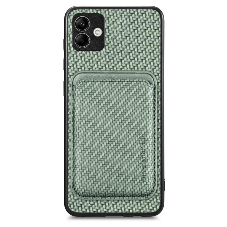 For Samsung Galaxy A04 4G Carbon Fiber Leather Card Magsafe Magnetic Phone Case(Green) - Galaxy Phone Cases by PMC Jewellery | Online Shopping South Africa | PMC Jewellery