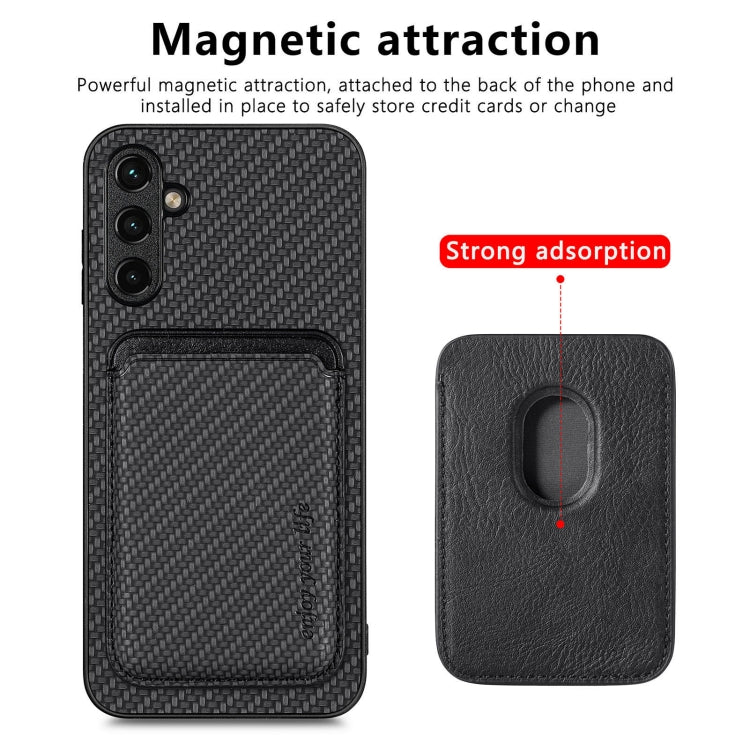 For Samsung Galaxy A54 5G Carbon Fiber Leather Card Magsafe Magnetic Phone Case(Black) - Galaxy Phone Cases by PMC TechLife | Online Shopping South Africa | PMC TechLife