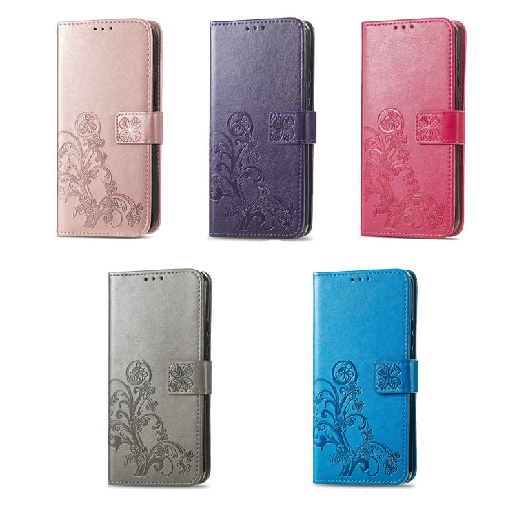 For OPPO A78 Four-leaf Clasp Embossed Buckle Leather Phone Case(Magenta) - OPPO Cases by PMC TechLife | Online Shopping South Africa | PMC TechLife | Buy Now Pay Later Mobicred