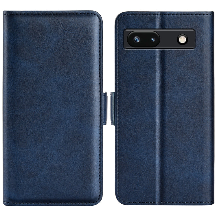 For Google Pixel 7a Dual-side Magnetic Buckle Leather Phone Case(Dark Blue) - Google Cases by PMC Jewellery | Online Shopping South Africa | PMC Jewellery