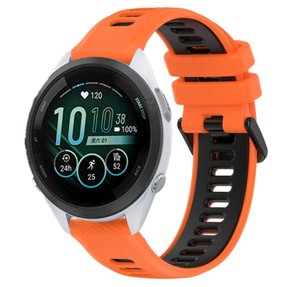 For Garmin Forerunner 265S 18mm Sports Two-Color Silicone Watch Band(Orange+Black) - Smart Wear by PMC Jewellery | Online Shopping South Africa | PMC Jewellery