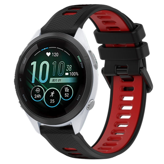 For Garmin Forerunner 265S 18mm Sports Two-Color Silicone Watch Band(Black+Red) - Smart Wear by PMC Jewellery | Online Shopping South Africa | PMC Jewellery