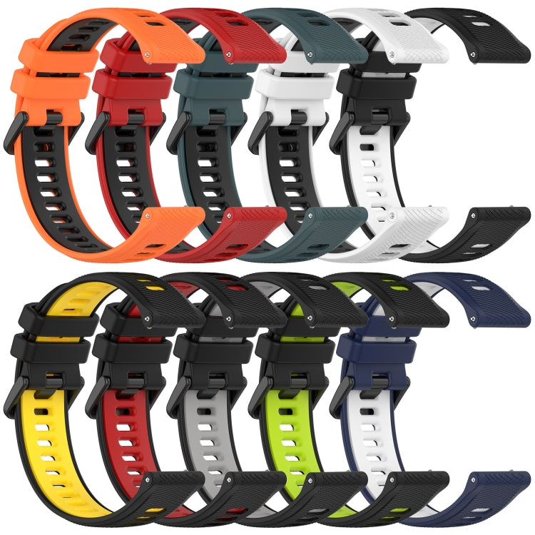 For Garmin Vivoactive 4S 18mm Sports Two-Color Silicone Watch Band(Orange+Black) - Smart Wear by PMC Jewellery | Online Shopping South Africa | PMC Jewellery