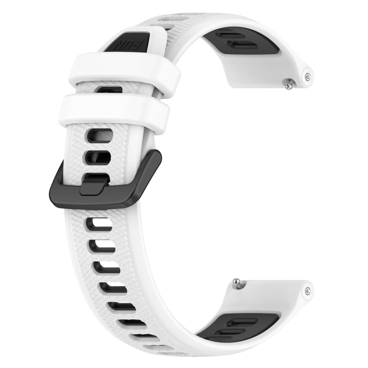 For Garmin Forerunner 265S Music 18mm Sports Two-Color Silicone Watch Band(White+Black) -  by PMC Jewellery | Online Shopping South Africa | PMC Jewellery