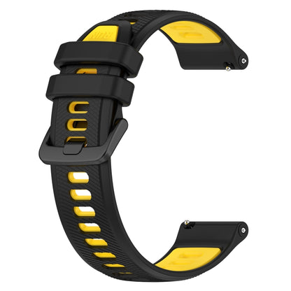 For Garmin Forerunner 265S Music 18mm Sports Two-Color Silicone Watch Band(Black+Yellow) - Smart Wear by PMC Jewellery | Online Shopping South Africa | PMC Jewellery